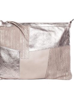 Rózsaszín - ezüst bőr táska