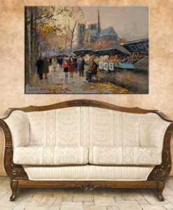 Vászonkép BOOK SELLERS ALONG THE SEINE - Edouard Leon Cortes  ()