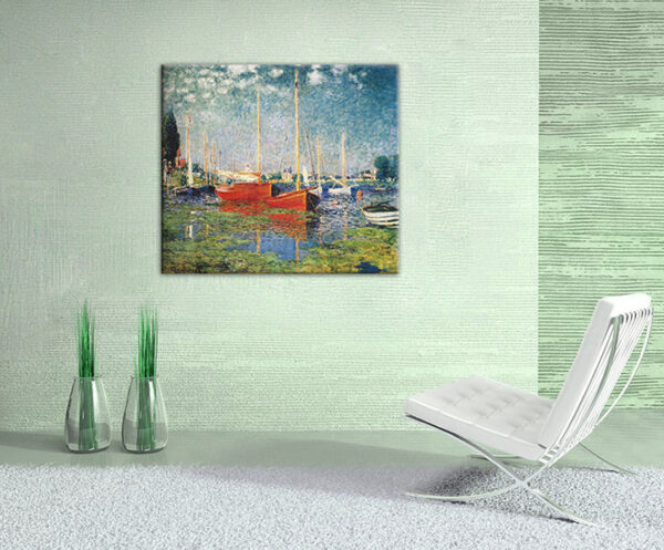 Vászonkép VÖRÖS HAJÓK AZ ARGENTEUILBEN – Claude Monet