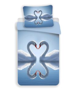 3D ágyneműhuzat 140x200 + 70x90 - Szerelmes hattyúk