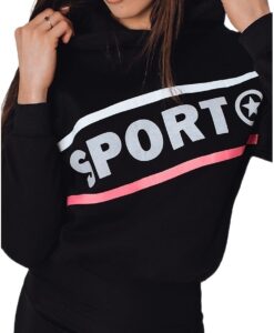 fekete női pulóver a sport szóval✅ - Basic
