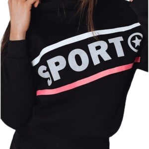 fekete női pulóver a sport szóval✅ - Basic