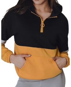 fekete-sárga női pulóver cipzárral✅ - Basic