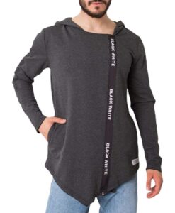 Sötét szürke aszimmetrikus pulóver betűkkel✅ - Basic