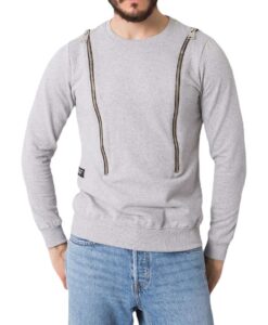 Világosszürke férfi pulóver cipzárral✅ - Basic