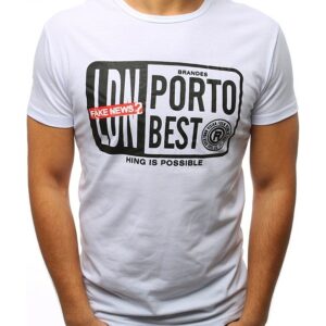 Férfi fehér póló nyomtatással✅ - Basic