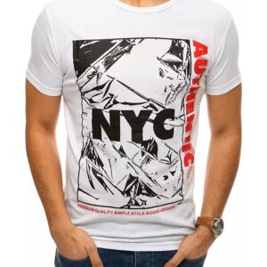 Fehér férfi póló NYC nyomtatással✅ - Basic