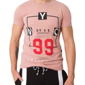 Rózsaszín férfi póló nyomtatással✅ - Basic
