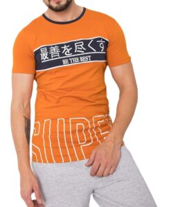 Narancssárga férfi póló nyomtatással✅ - Basic