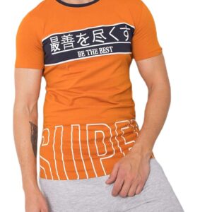Narancssárga férfi póló nyomtatással✅ - Basic