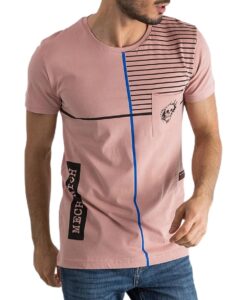 Rózsaszín férfi póló nyomtatással✅ - MECHANICH