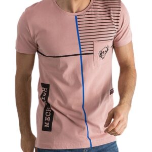Rózsaszín férfi póló nyomtatással✅ - MECHANICH