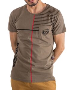 Barna férfi póló nyomtatással✅ - MECHANICH