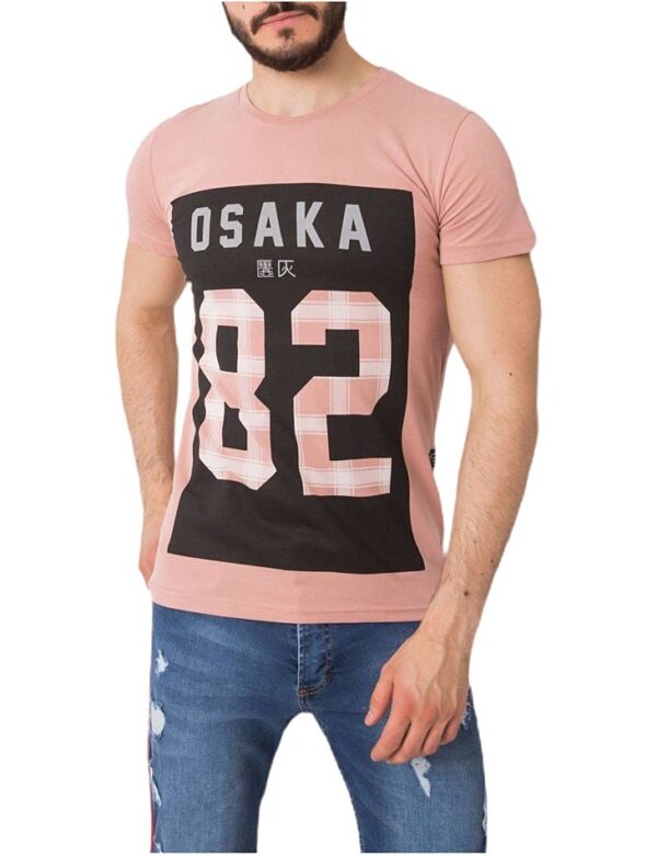 Rózsaszín férfi póló nyomtatással✅ – Basic