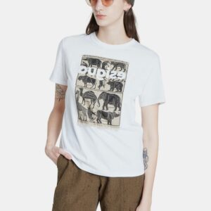 Fehér póló Desigual nyomtatással - XL - Desigual✅
