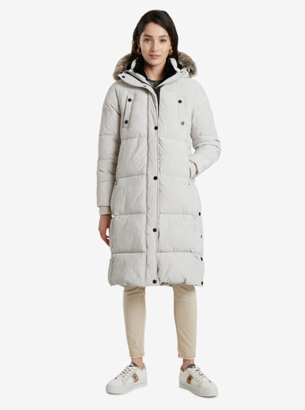 Desigual fehér téli kabát Padded Antartica bundával – XL – Desigual✅