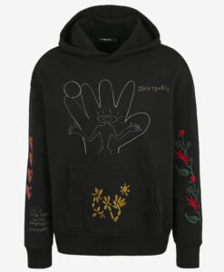 Desigual Férfi melegítô felsô kapucnival fekete Noir - S - Desigual✅