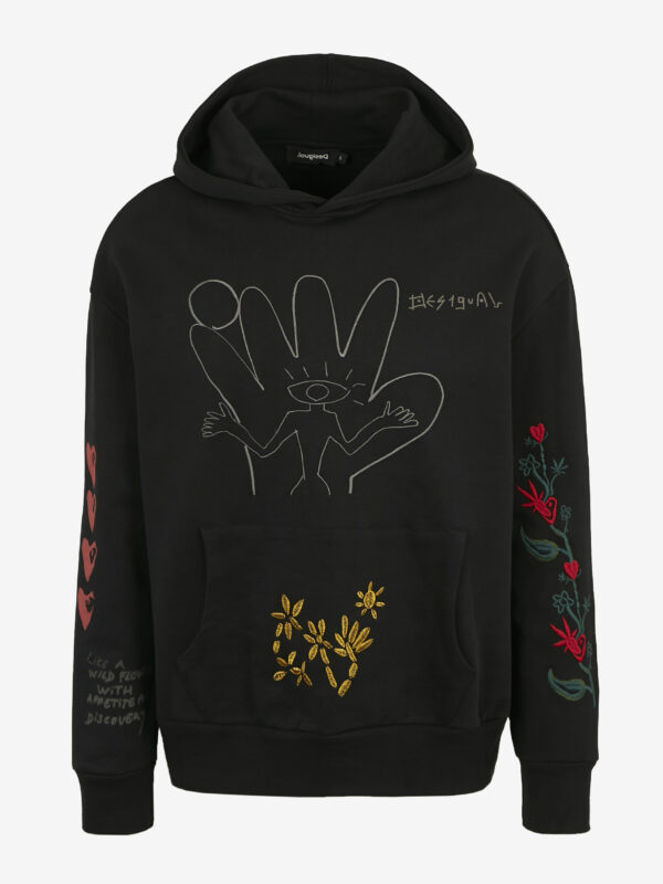 Desigual Férfi melegítô felsô kapucnival fekete Noir - S - Desigual✅