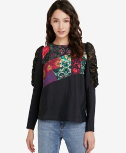 Desigual Nôi blúz  fekete Kamirow - XL - Desigual✅