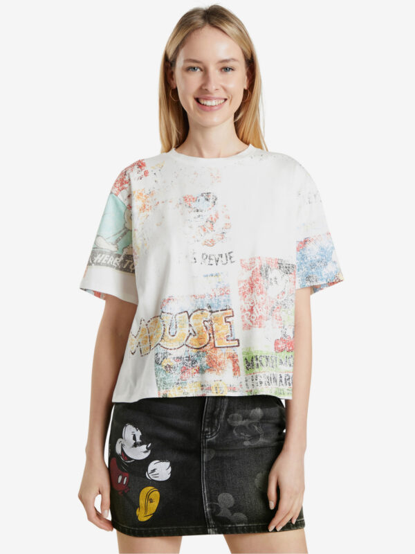 Desigual Nôi póló fehér   Mickey - S - Desigual✅