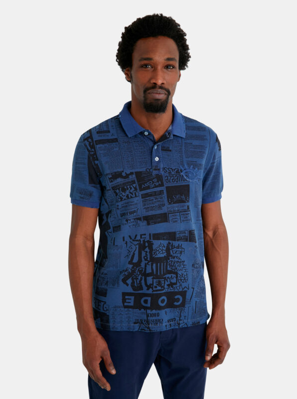 Desigual Nôi póló  kék Newspaper - XXL - Desigual✅