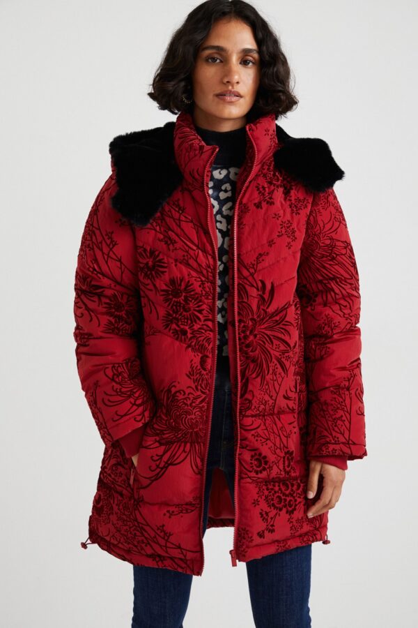 Desigual piros steppelt mintás kabát Japan – XL – Desigual✅