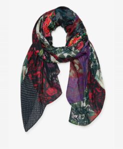 Rózsaszín és zöld virágos sál Desigual - Desigual✅