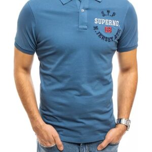 Kék férfi póló hímzéssel✅ - Basic