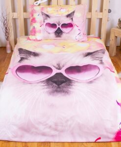 3D ágyneműhuzat 140x200 + 70x90 - Bolondos macska