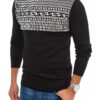 fekete mintás férfi pulóver✅ -
