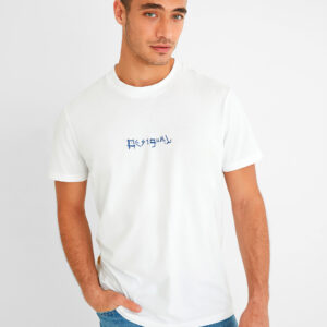 Desigual fehér férfi póló Surf Collage logóval - XXL - Desigual✅