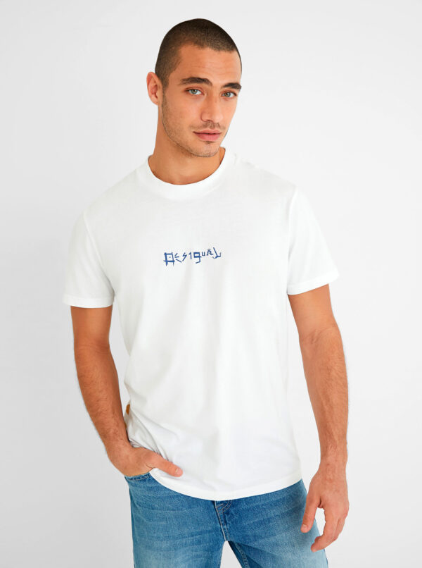Desigual fehér férfi póló Surf Collage logóval – XXL – Desigual✅