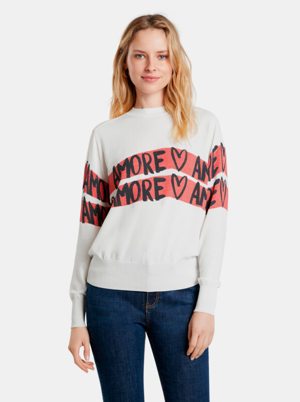 Desigual fehér pulóver Amore Amore - XXL - Desigual✅