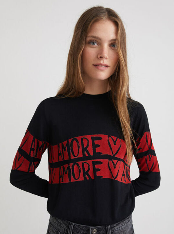 Desigual fekete könnyű pulóver Amore Amore – XXL – Desigual✅