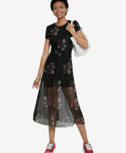 Desigual fekete midi ruha Vest Estela - S - Desigual✅