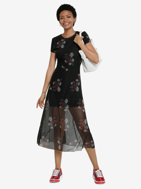 Desigual fekete midi ruha Vest Estela - S - Desigual✅