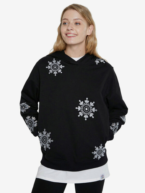 Desigual fekete nôi pulóver Hoodie No Zip Swiss Emboidery - S - Desigual✅