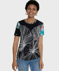 Desigual fekete póló Leaves - XS - Desigual✅