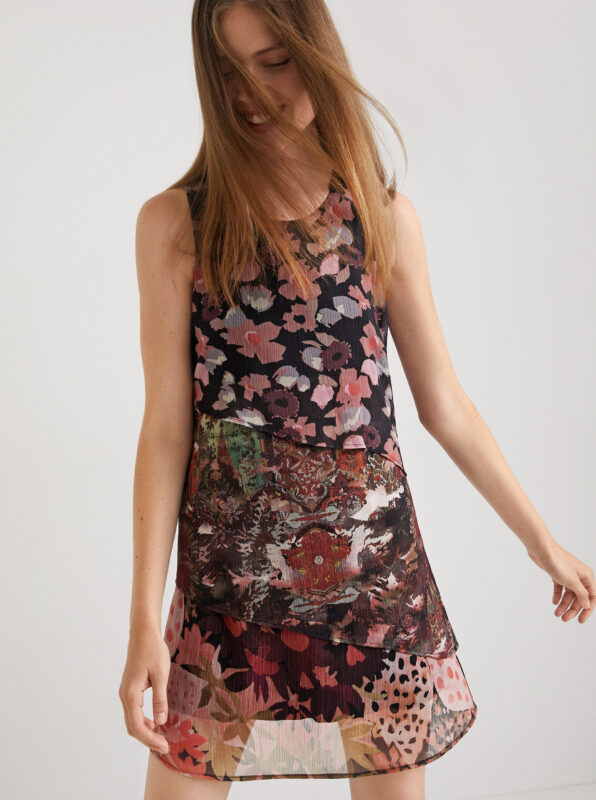 Desigual fekete virágmintás ruha Dalia - XL - Desigual✅