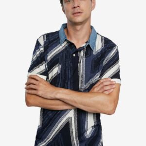 Desigual kék férfi póló Polo Vincent - S - Desigual✅