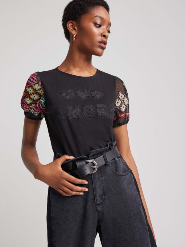 Desigual Nôi póló fekete  Amore - XS - Desigual✅