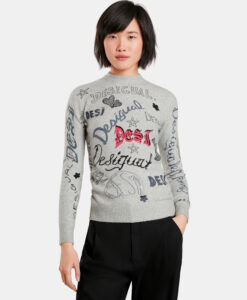Desigual szürke pulóver Jers Paloma - XL - Desigual✅