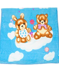 Homa gyermek pléd Mackó és Nyuszika kék