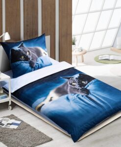 3D ágyneműhuzat 140x200 + 70x90 - Dark cat