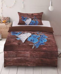 3D ágyneműhuzat 140x200 + 70x90 - Kék orchidea