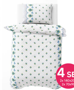 Pamut ágynemű EMILY BLUE 4 részes 140x200cm