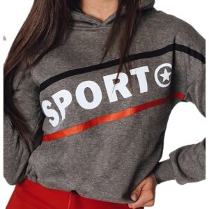 Sötétszürke női pulóver a sport szóval✅ - Basic