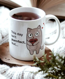 Mágikus cicás bögre szívecskével