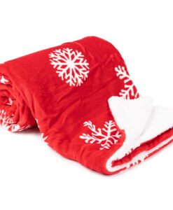 Hópelyhes gyapjú hatású piros pléd