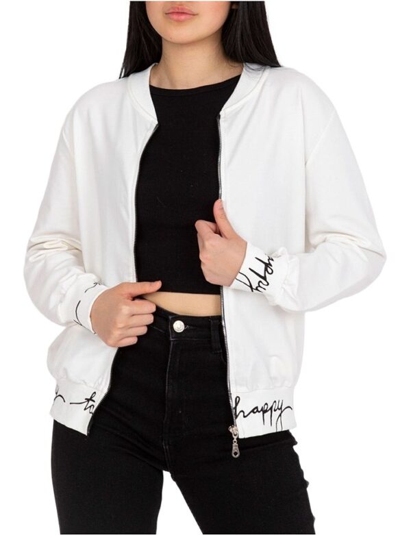 "Happy" fehér kapucnis bomber stílusban✅ -